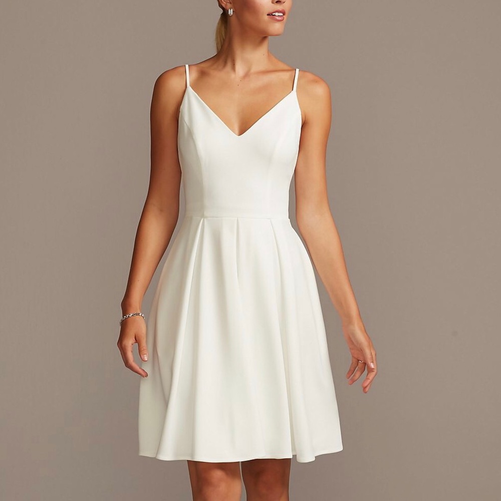 Bridal Shower/Rehearsal White Fit and Flare Dress
